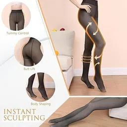 diamond craft High Waisted Winter Thermal Fleece Warm Lined Tights Women Full Long Socks stocking Leggings Pants image 2