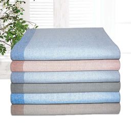 Athom Living Astar Blue & Brown 6 Pieces Striped Cotton 210 GSM Bath Towels-picture-6