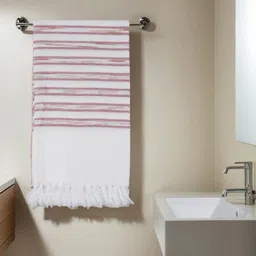 Ramraj Pack of 3 Striped Multicolor Cotton Bath Towels 150 GSM image 3