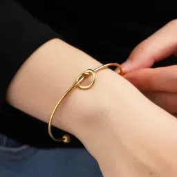 Jewels Galaxy Gold Plated Stainless Steel Anti-Tarnish Knotted Cuff Bracelet-image-77