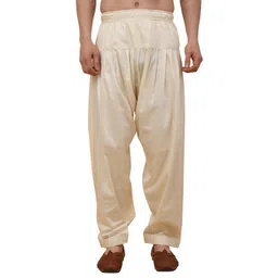 kraft india Men's Silk Blend Beige Elastic Waistband Patiala Salwar For Kurta image 1