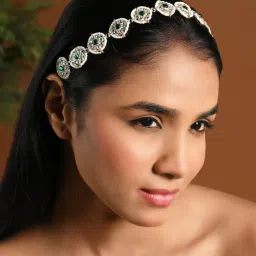 I Jewels Gold Plated Floral Kundan Pearl Sheesh Patti-picture-18