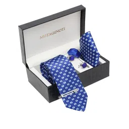 MUTAQINOTI Men Half Polka Blue Silk Blend Necktie Accessory Gift Set-image-65