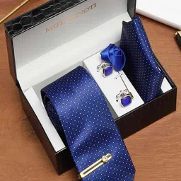 MUTAQINOTI Men Half Circle Blue Silk Blend Necktie Accessory Gift Set-picture-29