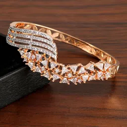 Jewar Mandi Women Gold-Toned & White Brass Cubic Zirconia Gold-Plated Bracelet-image-44
