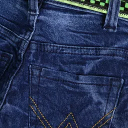 AD & AV Boys Navy Blue Regular Fit Mid-Rise Clean Look Stretchable Jeans with Belt image 2