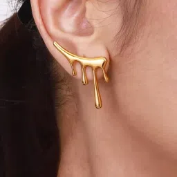 Jewels Galaxy Gold Plated Stainless Steel Anti Tarnish Irregular Drop Earrings-image-46