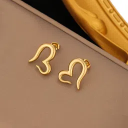 Jewels Galaxy Gold Plated Stainless Steel Anti Tarnish Heart Themed Stud Earrings-image-99