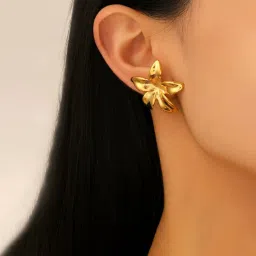Jewels Galaxy Gold Plated Stainless Steel Anti Tarnish Floral Themed Stud Earrings-image-99