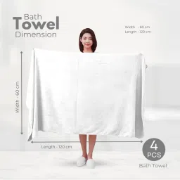 Black Gold Bath Towels 400 Gsm Lightweight Ultra-Soft Plain White (Pack Of 4) image 5