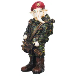 eCraftIndia Polyresin Handcrafted Soldier Lord Ganesha Idol with Machine Gun image 3