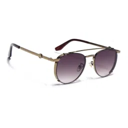 Voyage Unisex Round Brown Lens Gold Frame Sunglasses - MG7537 (51)-picture-12