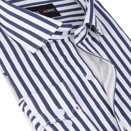 mark & albert Men's Striped Full Sleeves Cotton Formal Shirt White | Stylish Shirt for Men image 3