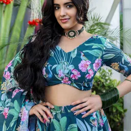 Lavanya The Label Floral Printed V-Neck Ready to Wear Lehenga & Blouse With Dupatta image 2