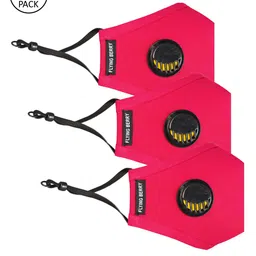 FLYING BERRY Unisex 3 Pcs Pink Solid 5-Ply Double Valved Anti-Pollution Reusable Masks-image-89
