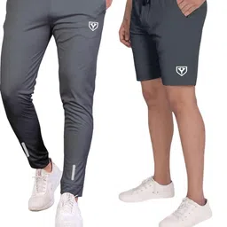 Men's Blend Shorts with Stylish Design Comfortable and Versatile Track Pant Combo Pack (Steel Grey-XL) image 1