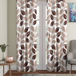 Cortina Brown & Silver-Toned 2 Pcs Quirky Printed Long Door Curtains-picture-43