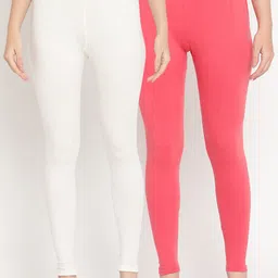 TAG 7 Women Pack Of 2 Solid Comfort-Fit Ankle-Length Leggings-image-80