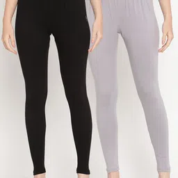 TAG 7 Women Pack Of 2 Solid Comfort-Fit Ankle-Length Leggings-image-21