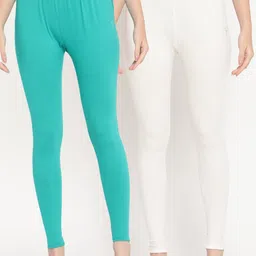 TAG 7 Women Pack Of 2 Solid Ankle-Length Comfort Fit Leggings-image-4