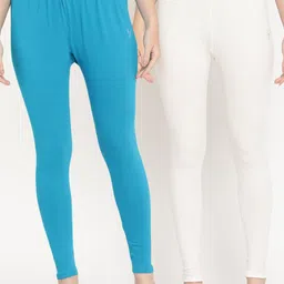 TAG 7 Pack of 2 Blue & Off White Ankle Length Leggings-picture-35