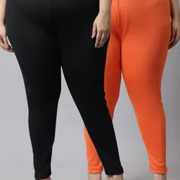 TAG 7 Women Pack Of 2 Plus Size Solid Ankle-Length Leggings-picture-12