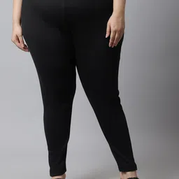TAG 7 Women Plus size Black Solid Ankle-length Leggings image 1