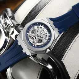 giordano Automatic Unique Watch for Men with Stainless Steel Case, Silicone Strap, Luxury Design & Water Resistant image 4