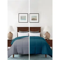 Razzai Reversible Microfiber Ac Room Teal & Grey 100 Gsm Comforter|Single Bed image 2