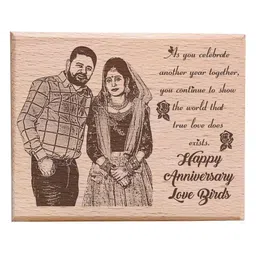 GFTBX Personalized Wooden Engraved Photo Frame for Anniversary Gift (5x4 Inches, Wood), Tabletop Rectangular image 2