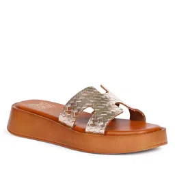 Viviblu Gold Leather Platform Sandals-picture-18