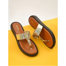 ROCIA By Regal Gold Women Casual T-Strap Flat Sandals-picture-28