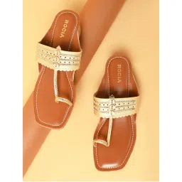 ROCIA By Regal Gold Women Block Heel Kolhapuris-image-29