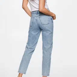 MANGO Women Blue Pure Cotton Mom Fit High Rise Sustainable Jeans image 2