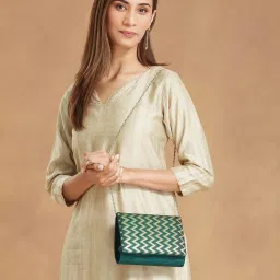 fabindia fashion Fabindia Women Green Brocade Clutch-picture-38