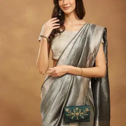 fabindia fashion Fabindia Women Green Hand Embroidered Clutch-picture-41