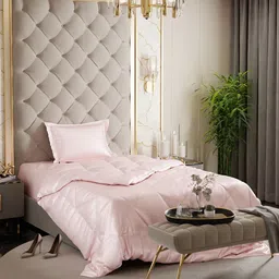 Stoa Paris Date Night Collection Pink Solid AC Room 150 GSM Single Bed Comforter image 1