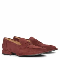 Saint G Womens Burgundy Suede Leather Loafers-image-61