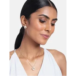 I Jewels Rose Gold-Plated Pearl Stone Studded Jewellery Set-picture-11