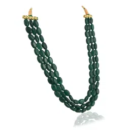 Ratnavali Jewels Three Layer Dark Green Onyx Stone Beads Necklace image 4
