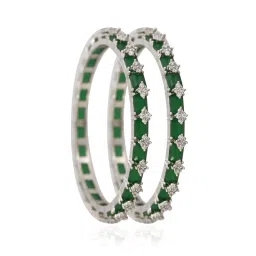 Ratnavali Jewels Silver Plated Green American Diamond Cz Bangle image 5