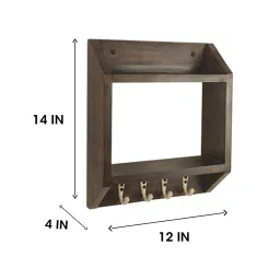 symplify Kingston Wooden Wall Shelf Organiser With Key Holders image 10
