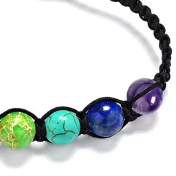 style kraft-jewellery STYLE KRAFT 7 Chakra Reiki Beads Bracelet for Girls Womens Adjustable Nylon Bracelet for Women Men Yoga Bracelet Unisex Jewelry for Girls Silver Bracelet image 4