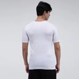 amul comfy Men's Pure Cotton White Solid Vest with Half Sleeve Combo Pack image 3