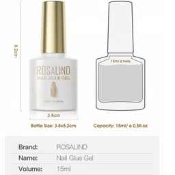 ROSALIND 5 In 1 Multifunctional Nail Glue Gel 15ml image 3