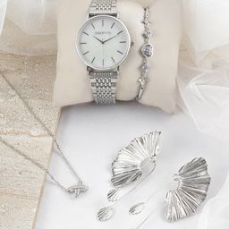 JOKER & WITCH Women Silver-Toned & White Watch Gift Set JWLS435-picture-25