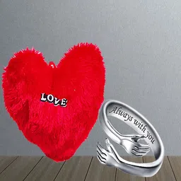 UNIVERSITY TRENDZ Silver-Plated Hug Finger Ring With Heart-Shaped Pillow-picture-10