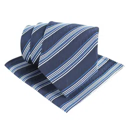 kavove KOVOVE Black Striped Tie & Pocket Square Gift Set image 2