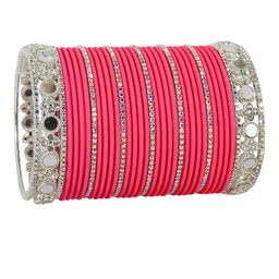 LAVAZZA Set Of 70 Mirror Work Crystal Studded Lightweight Bangles image 3