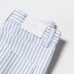 Mango Kids Girls Vertically Striped Mid-Rise Pure Cotton Regular Fit Shorts image 3